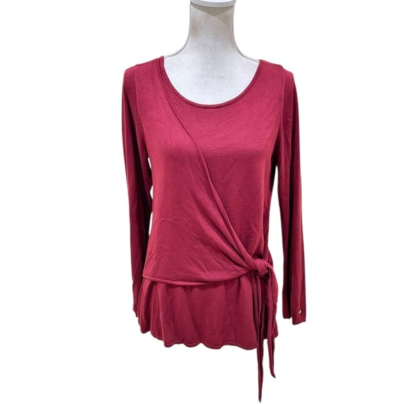 Rabalder cranberry half knit wrap Long Sleeve top made in India size large - Picture 1 of 11